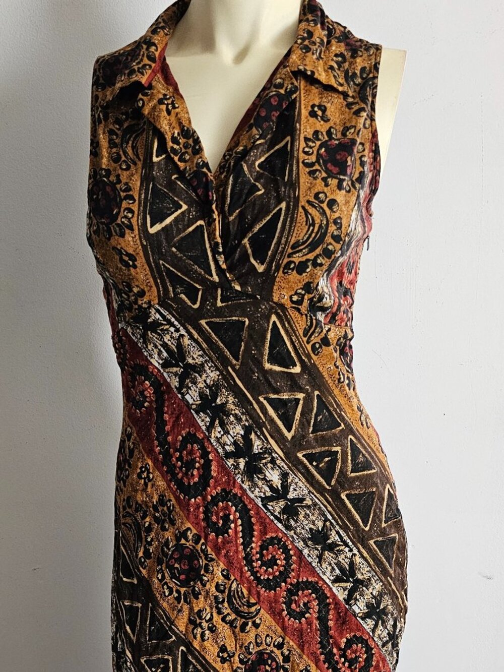 Vintage 90s Earth Tone Midi Dress